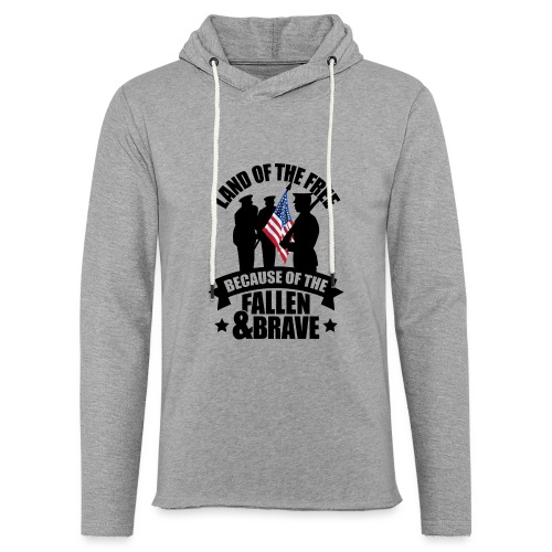 Land of Free Because of Fallen & Brave - Unisex Lightweight Terry Hoodie