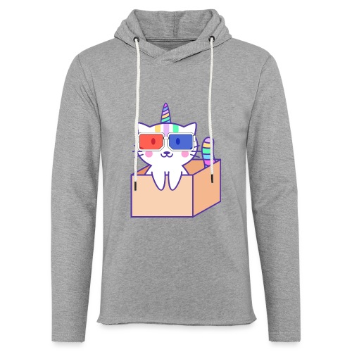 Unicorn cat with 3D glasses doing Vision Therapy! - Unisex Lightweight Terry Hoodie