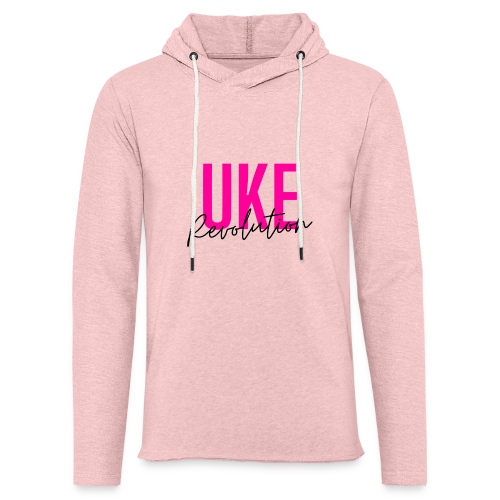 Front Only Pink Uke Revolution Name Logo - Unisex Lightweight Terry Hoodie