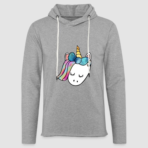Unicorn Head with Watercolor Bow - Unisex Lightweight Terry Hoodie