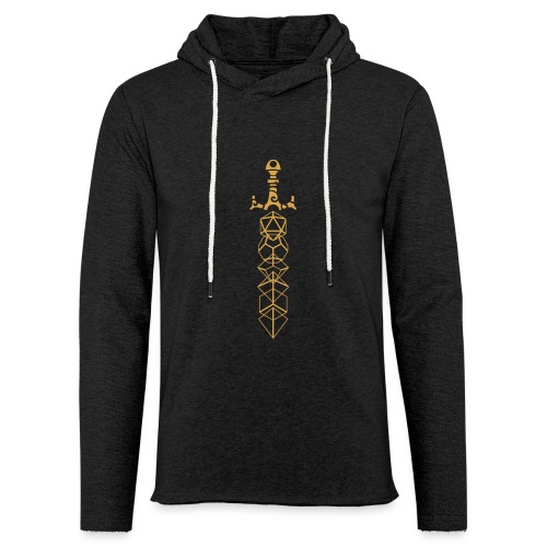 Gold Polyhedral Dice Sword - Unisex Lightweight Terry Hoodie