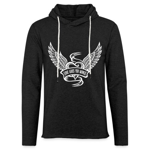 Love Gives You Wings, Heart With Wings - Unisex Lightweight Terry Hoodie