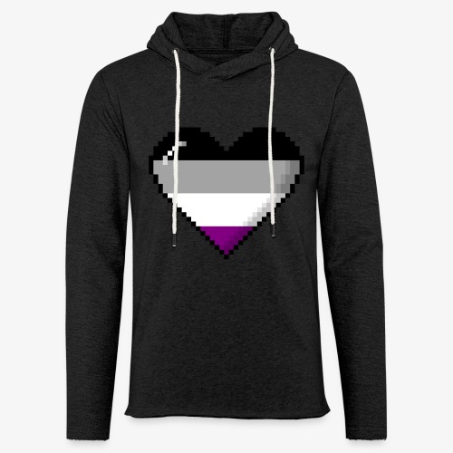Asexual Pride 8Bit Pixel Heart - Unisex Lightweight Terry Hoodie