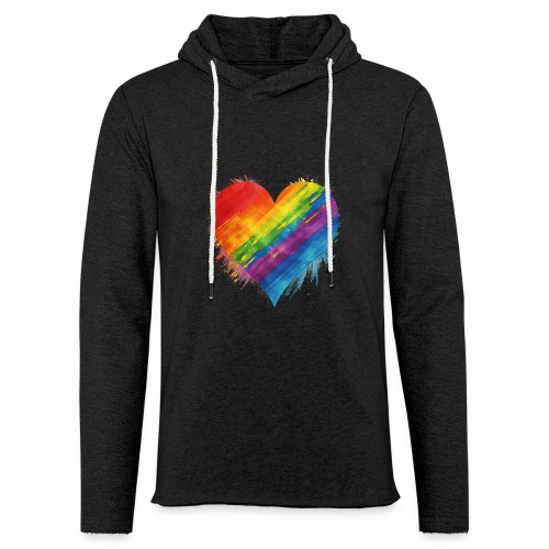 Watercolor Rainbow Pride Heart - LGBTQ LGBT Pride - Unisex Lightweight Terry Hoodie