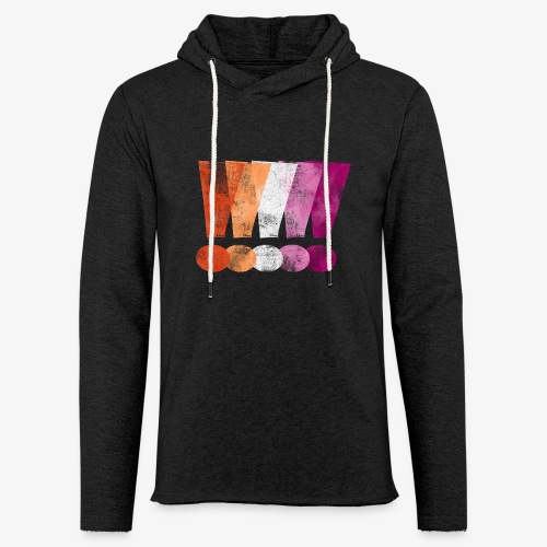 Distressed Lesbian Pride Graphic Exclamation - Unisex Lightweight Terry Hoodie