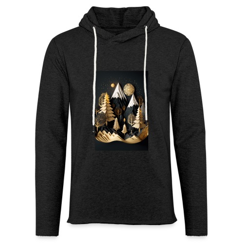Gold and Black Wonderland - Whimsical Wintertime - Unisex Lightweight Terry Hoodie