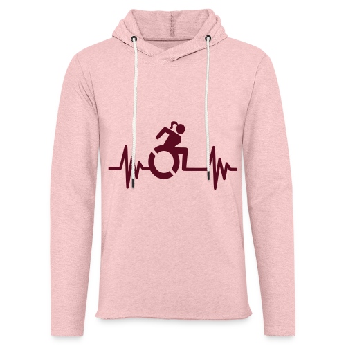Wheelchair girl with a heartbeat. frequency # - Unisex Lightweight Terry Hoodie