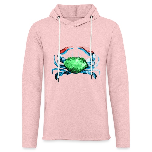 Red, Blue, and Green Crab Watercolor Painting - Unisex Lightweight Terry Hoodie