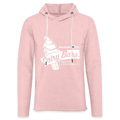 Arkansas Dairy Bars Logo Primary One Color White - Unisex Lightweight Terry Hoodie