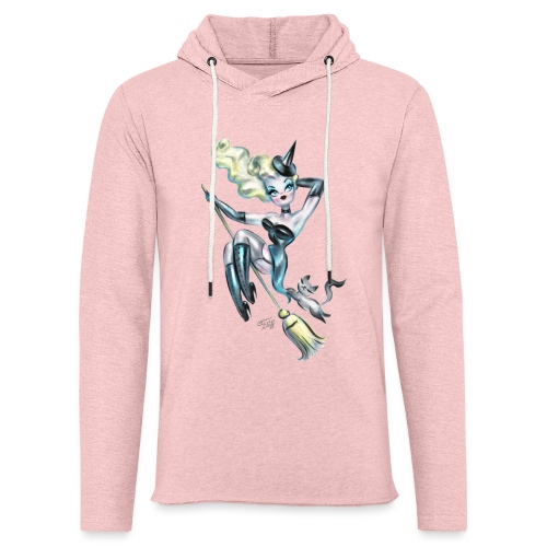 Pinup Retro Witch with Kitty - Unisex Lightweight Terry Hoodie
