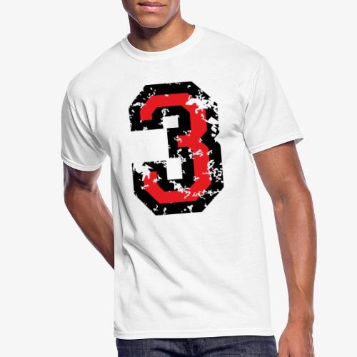 Number 3 (Distressed Red) - Men's 50/50 T-Shirt