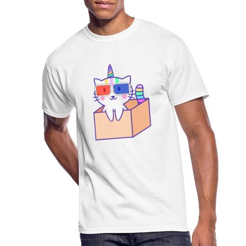 Unicorn cat with 3D glasses doing Vision Therapy! - Men's 50/50 T-Shirt