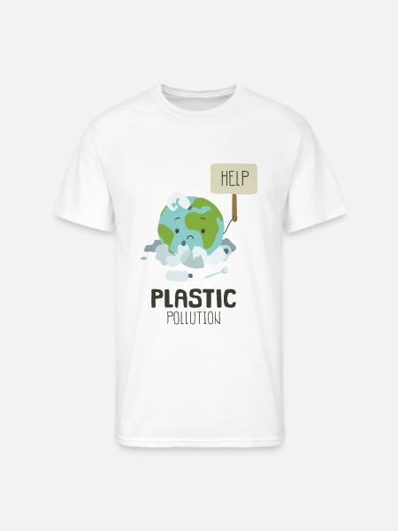 Earth Suffering Plastic Pollution - Men's 50/50 T-Shirt - white