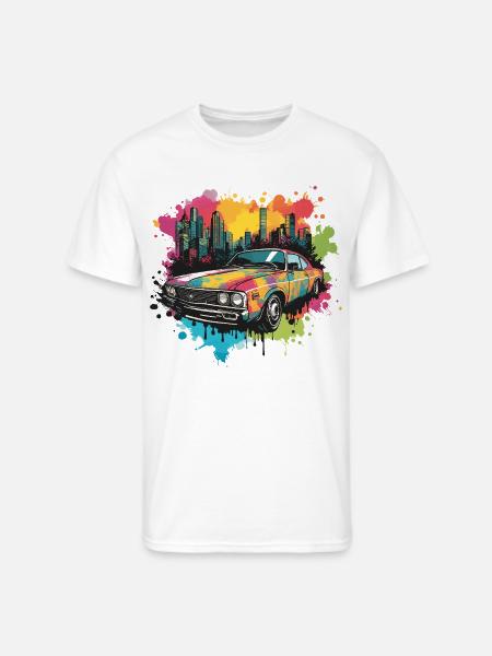 Retro Splash Neon Car - Men's 50/50 T-Shirt - white