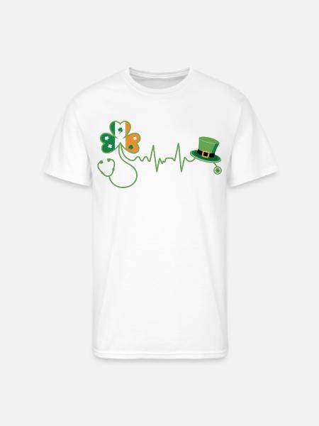 Stethoscope Shamrock Heartbeat - Men's 50/50 T-Shirt - white
