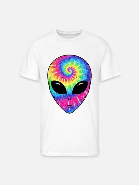 Psychedelic Alien TieDye Face - Men's 50/50 T-Shirt - white