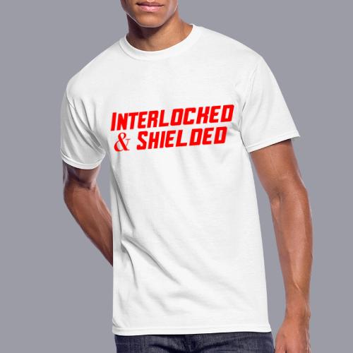 INTERLOCKED & SHIELDED - RED DESIGN - Men's 50/50 T-Shirt