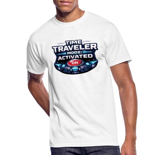 Time Traveler Mode – Futuristic Neon Sci-Fi Tee - Men's 50/50 T-Shirt