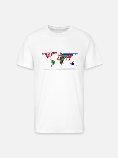 Flag Map Of The World - Men's 50/50 T-Shirt - white