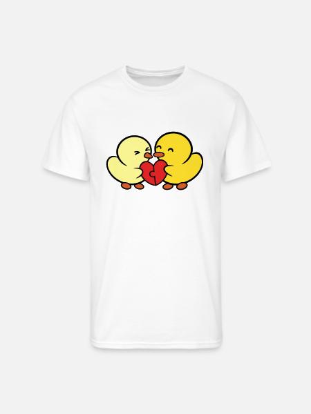 Duckie and Duck Heart Puzzle - Men's 50/50 T-Shirt - white
