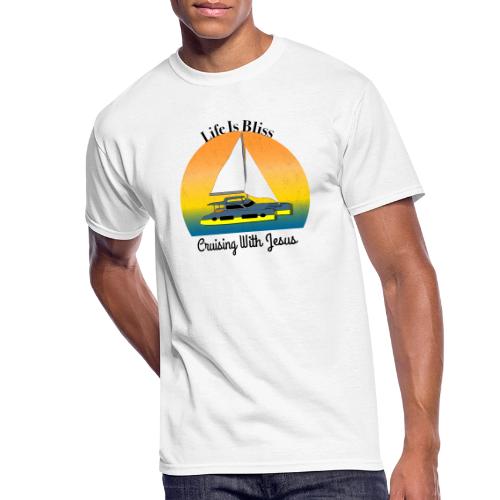 Life Is Bliss –Cruising With Jesus Sailboat Sunset - Men's 50/50 T-Shirt