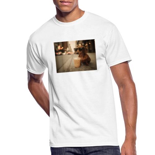 Funny Dachshund Iced Coffee Lover Tee - Men's 50/50 T-Shirt