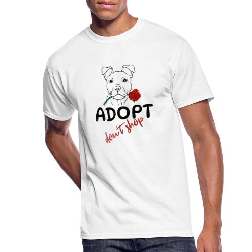Retro Adopt Dont Shop Cute Puppy Rose Tee - Men's 50/50 T-Shirt