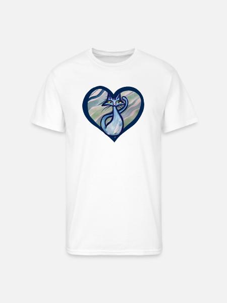 Blue Cat Love - Men's 50/50 T-Shirt - white