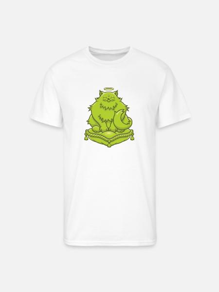Green Buddha Cat - Men's 50/50 T-Shirt - white