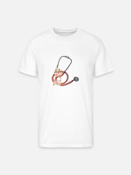 Stethoscope Floral Sticker - Men's 50/50 T-Shirt - white