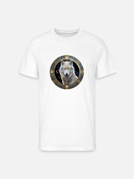 Lunar Wolf Portrait - Men's 50/50 T-Shirt - white
