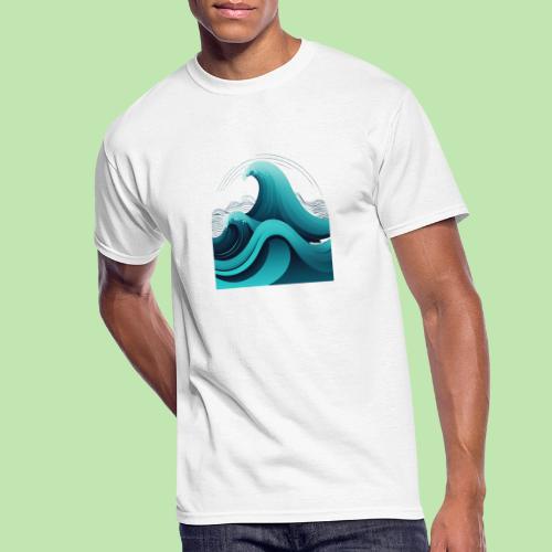 Dynamic Ocean Wave Illustration - Men's 50/50 T-Shirt