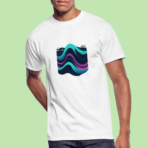 Abstract Wavy Ocean Pattern - Men's 50/50 T-Shirt