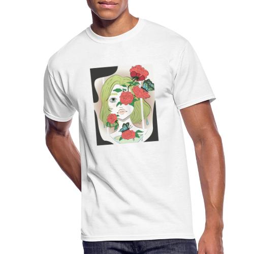Girl with Rose Vine - Men's 50/50 T-Shirt