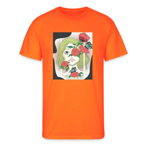 Girl with Rose Vine - Men's 50/50 T-Shirt