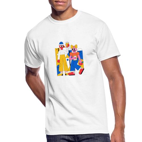 Bold Geometric Duo Pop Art - Men's 50/50 T-Shirt