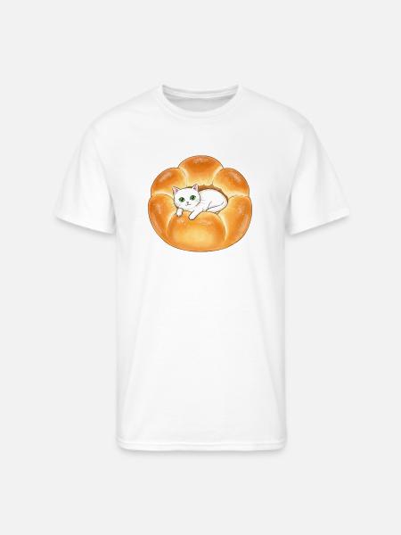 Whimsical Cat in Bread Illustration - Men's 50/50 T-Shirt - white