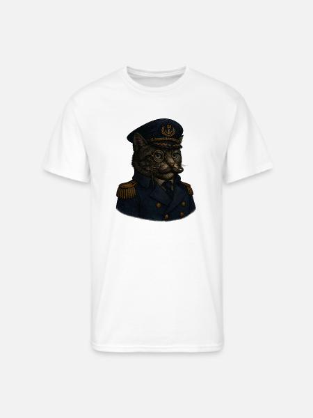Admiral Whiskers: The Feline Commander - Men's 50/50 T-Shirt - white