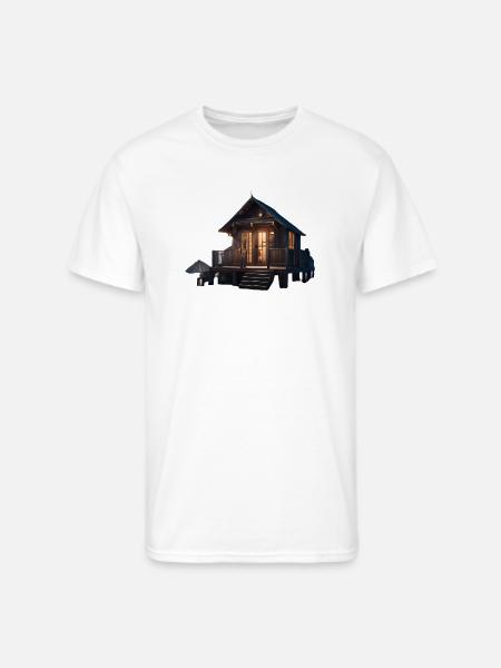 Rustic Cabin Nightscape Design - Men's 50/50 T-Shirt - white