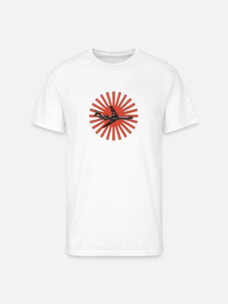 Red Sunburst plane Emblem - Men's 50/50 T-Shirt - white