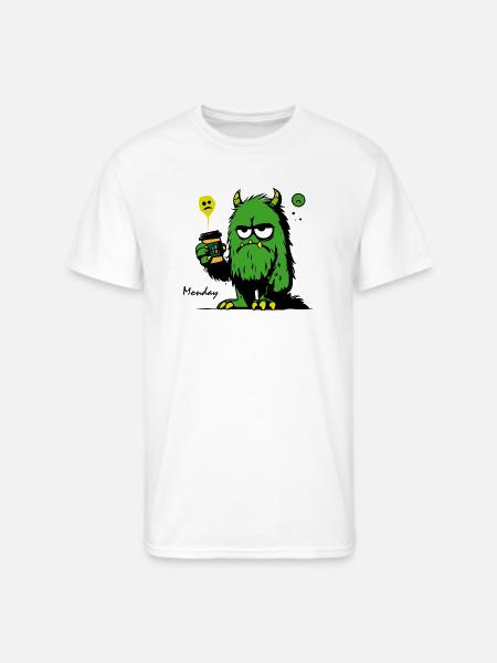 Grumpy Green Monster with Mug - Men's 50/50 T-Shirt - white