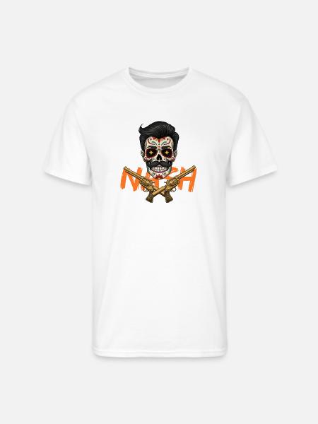 Sugar Skull Gunslinger Tee - Men's 50/50 T-Shirt - white