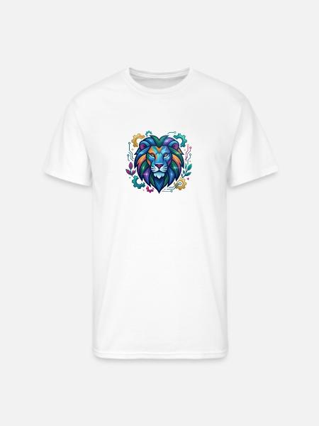 Vivid Circuit Lion Tech Art - Men's 50/50 T-Shirt - white