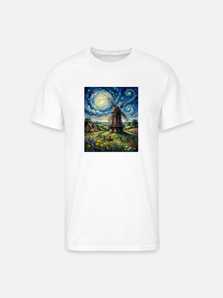 Moonlit Windmill in Bloom - Men's 50/50 T-Shirt - white