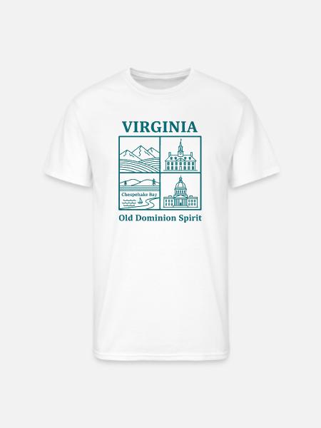 Virginia Vista: Mountains, Bay and Capitol - Men's 50/50 T-Shirt - white