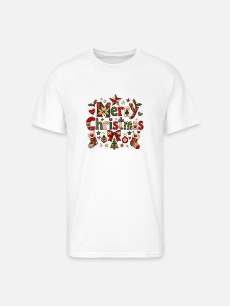 Merry Christmas Quilted Patchwork - Men's 50/50 T-Shirt - white