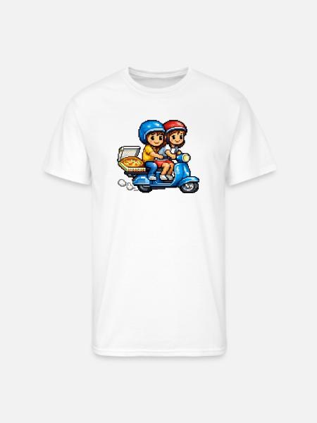 Boy and Girl on Vespa with Pizza! - Men's 50/50 T-Shirt - white