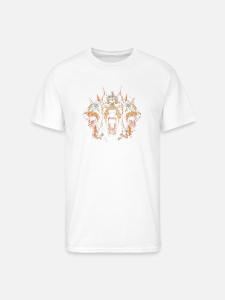 Triple-Headed Fiery Doberman - Men's 50/50 T-Shirt - white