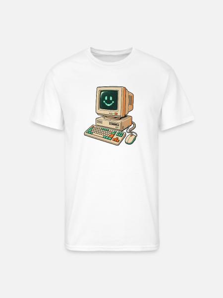 Retro Pixel Smile Computer - Men's 50/50 T-Shirt - white