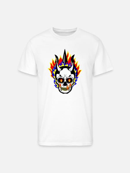 Flaming Skull 55555 Street Style - Men's 50/50 T-Shirt - white